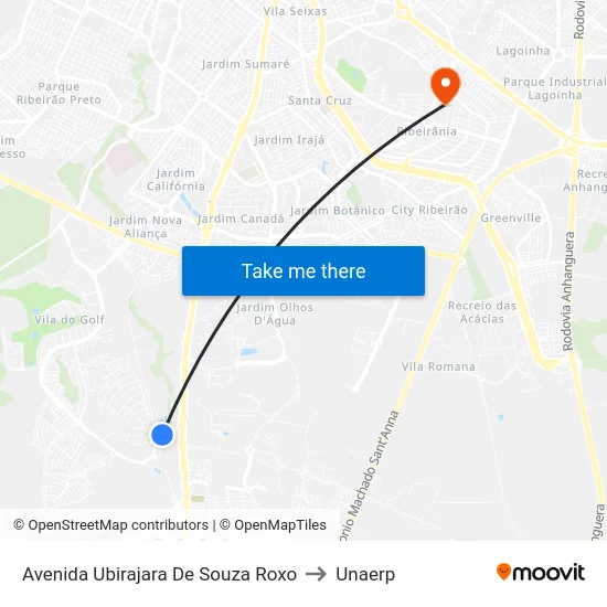 Avenida  Ubirajara De Souza Roxo to Unaerp map