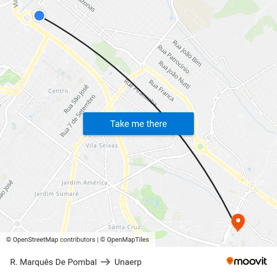 R. Marquês De Pombal to Unaerp map