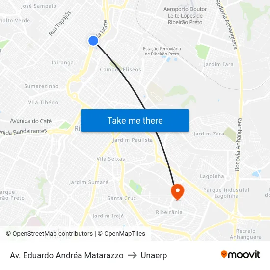 Av. Eduardo Andréa Matarazzo to Unaerp map