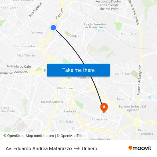 Av. Eduardo Andréa Matarazzo to Unaerp map