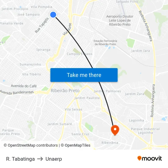 R. Tabatinga to Unaerp map