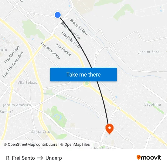 R. Frei Santo to Unaerp map