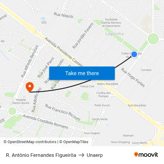 R. Antônio Fernandes Figueirôa to Unaerp map