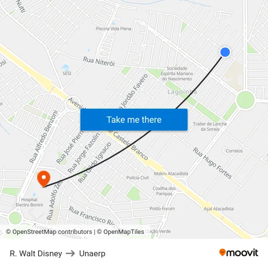 R. Walt Disney to Unaerp map