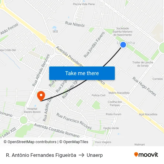 R. Antônio Fernandes Figueirôa to Unaerp map