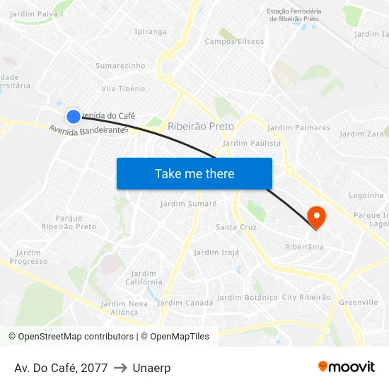 Av. Do Café, 2077 to Unaerp map