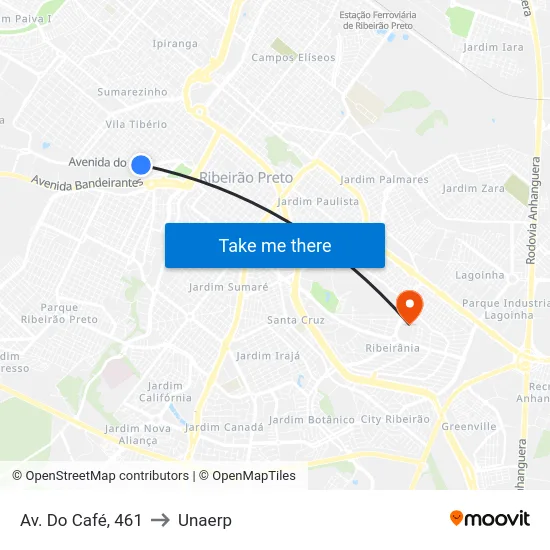 Av. Do Café, 461 to Unaerp map
