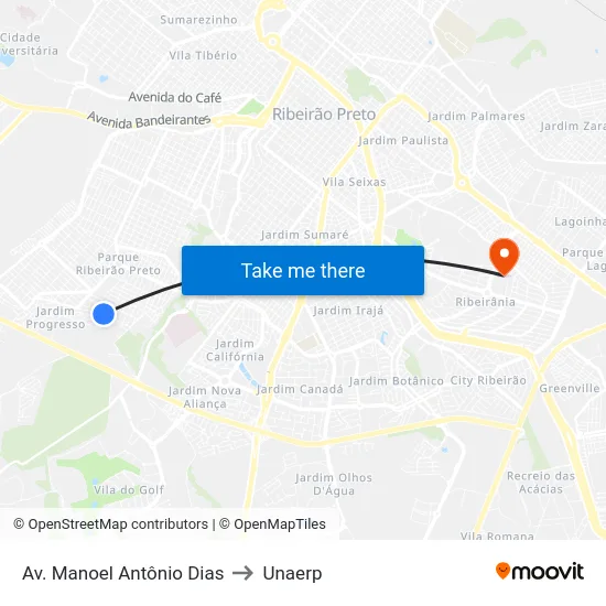 Av. Manoel Antônio Dias to Unaerp map
