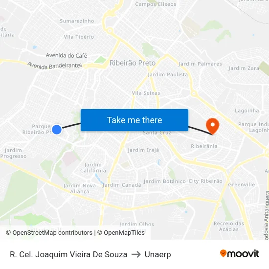 R. Cel. Joaquim Vieira De Souza to Unaerp map