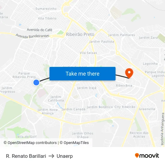 R. Renato Barillari to Unaerp map