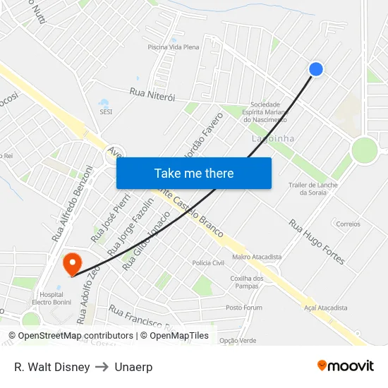 R. Walt Disney to Unaerp map