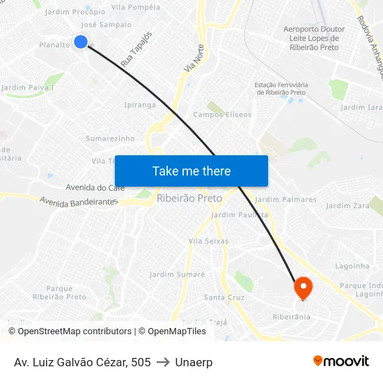 Av. Luiz Galvão Cézar, 505 to Unaerp map