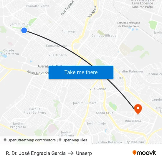 R. Dr. José Engracia Garcia to Unaerp map