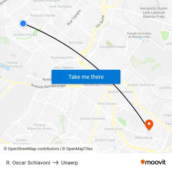 R. Oscar Schiavoni to Unaerp map