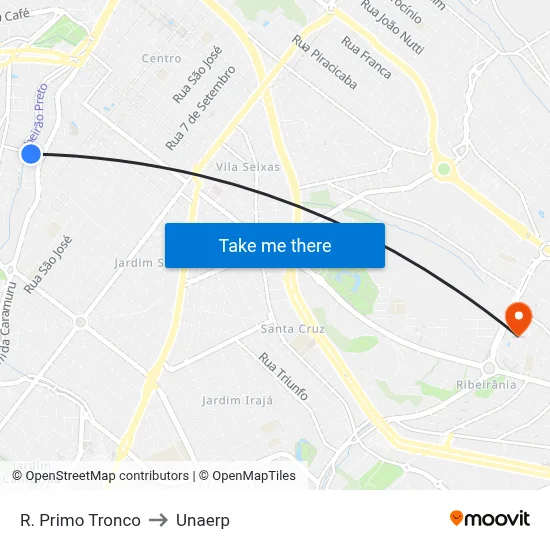 R. Primo Tronco to Unaerp map