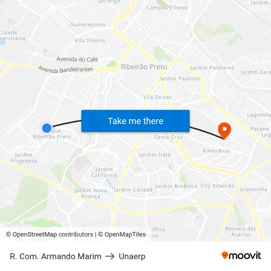 R. Com. Armando Marim to Unaerp map