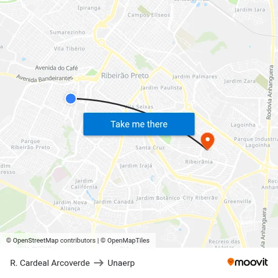 R. Cardeal Arcoverde to Unaerp map