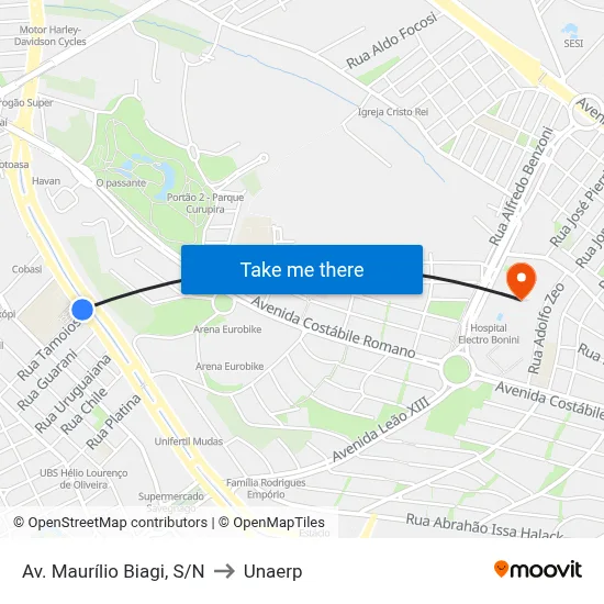 Av. Maurílio Biagi, S/N to Unaerp map