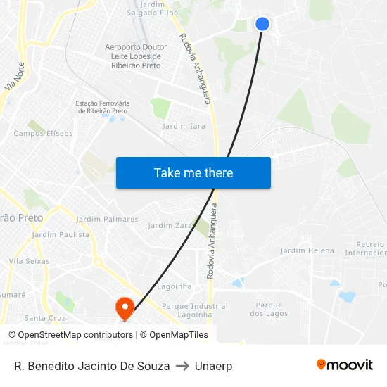 R. Benedito Jacinto De Souza to Unaerp map