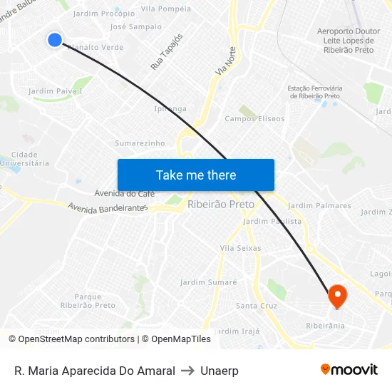 R. Maria Aparecida Do Amaral to Unaerp map