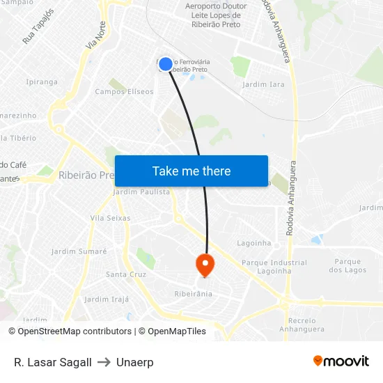 R. Lasar Sagall to Unaerp map