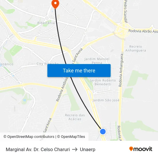 Marginal Av. Dr. Celso Charuri to Unaerp map