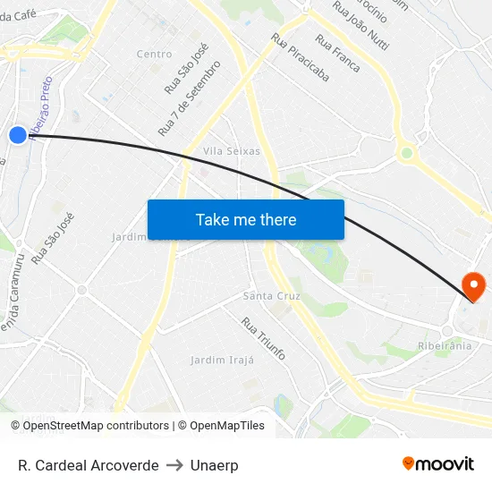R. Cardeal Arcoverde to Unaerp map