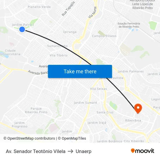 Av. Senador Teotônio Vilela to Unaerp map