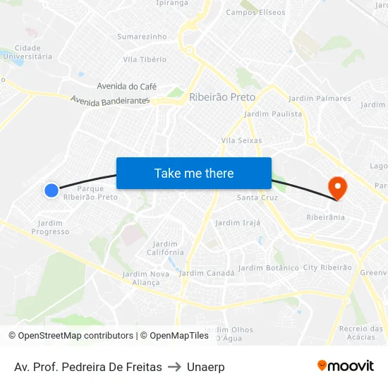 Av. Prof. Pedreira De Freitas to Unaerp map