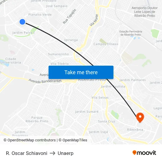 R. Oscar Schiavoni to Unaerp map