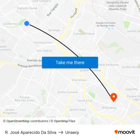 R. José Aparecido Da Silva to Unaerp map