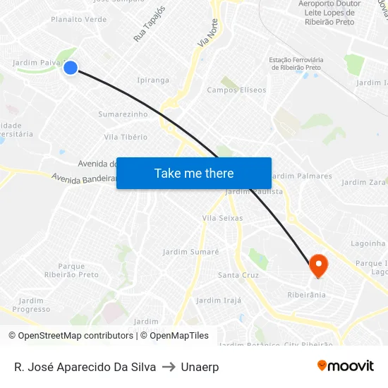 R. José Aparecido Da Silva to Unaerp map