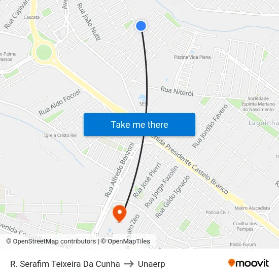 R. Serafim Teixeira Da Cunha to Unaerp map