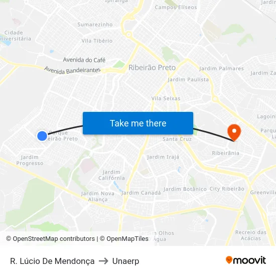 R. Lúcio De Mendonça to Unaerp map