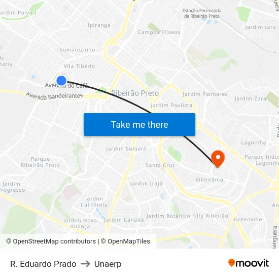 R. Eduardo Prado to Unaerp map