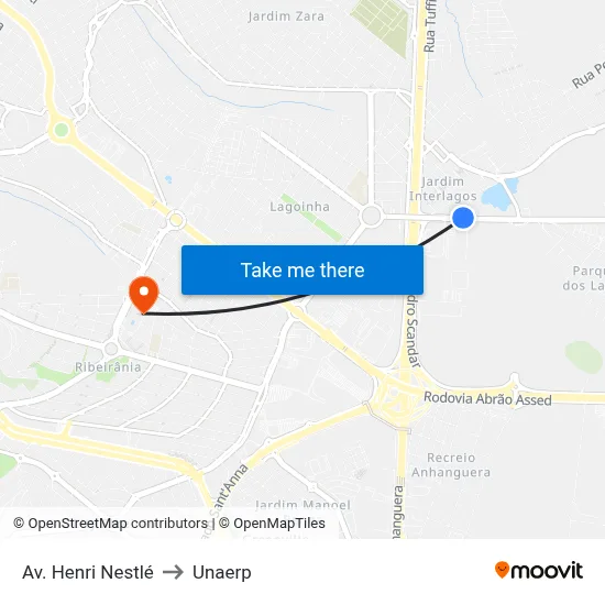 Av. Henri Nestlé to Unaerp map