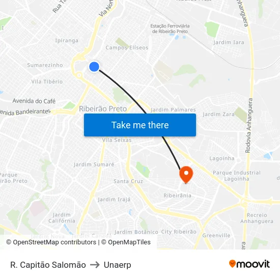 R. Capitão Salomão to Unaerp map