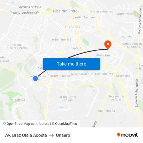 Av. Braz Olaia Acosta to Unaerp map