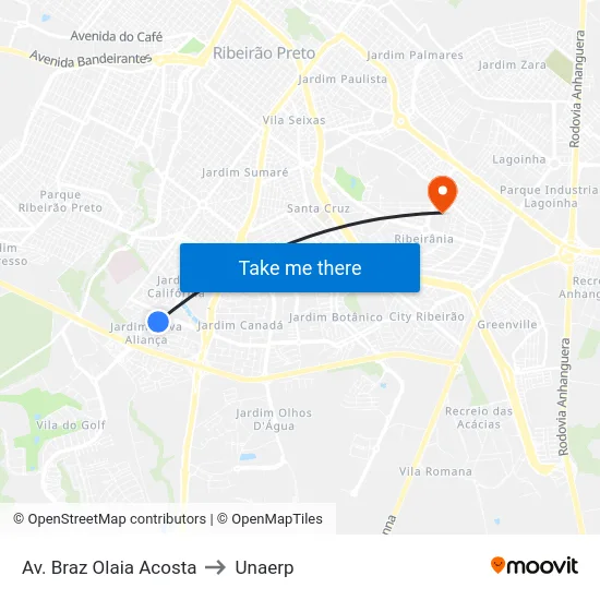 Av. Braz Olaia Acosta to Unaerp map