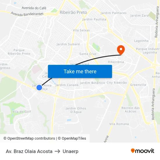 Av. Braz Olaia Acosta to Unaerp map