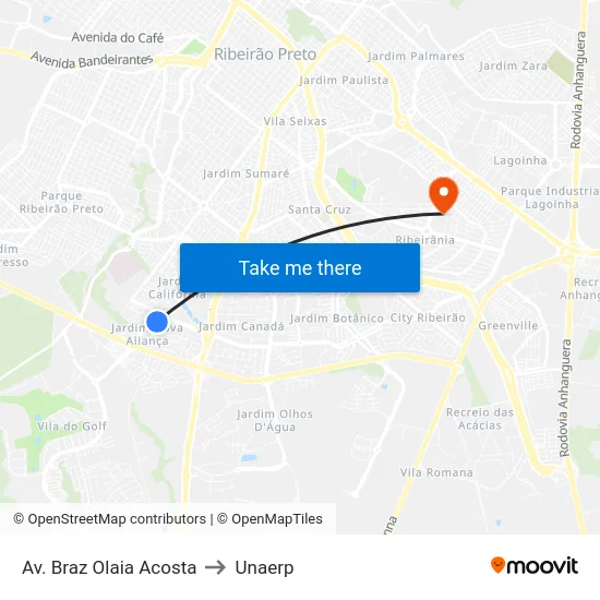 Av. Braz Olaia Acosta to Unaerp map