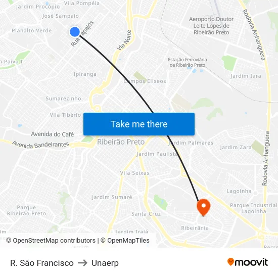 R. São Francisco to Unaerp map