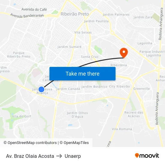 Av. Braz Olaia Acosta to Unaerp map