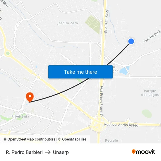 R. Pedro Barbieri to Unaerp map