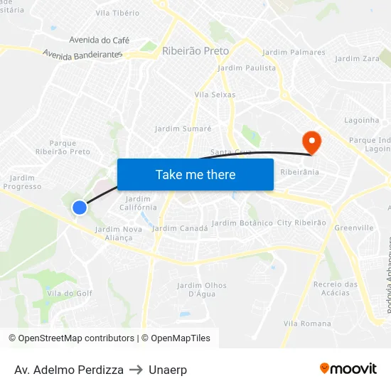Av. Adelmo Perdizza to Unaerp map