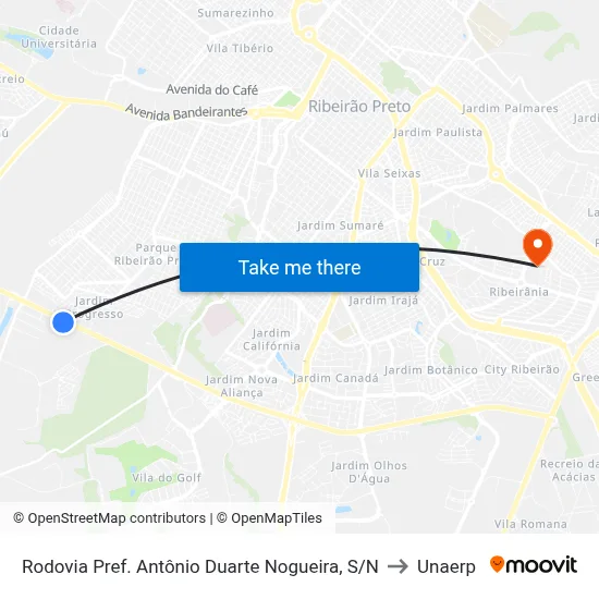 Rodovia Pref. Antônio Duarte Nogueira, S/N to Unaerp map