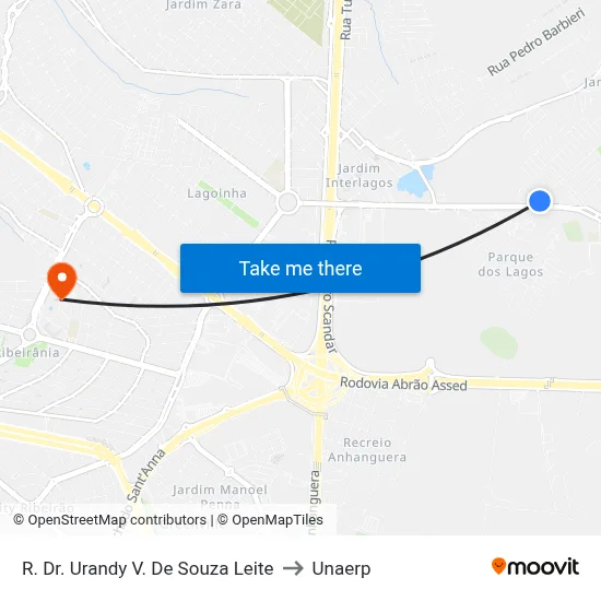 R. Dr. Urandy V. De Souza Leite to Unaerp map