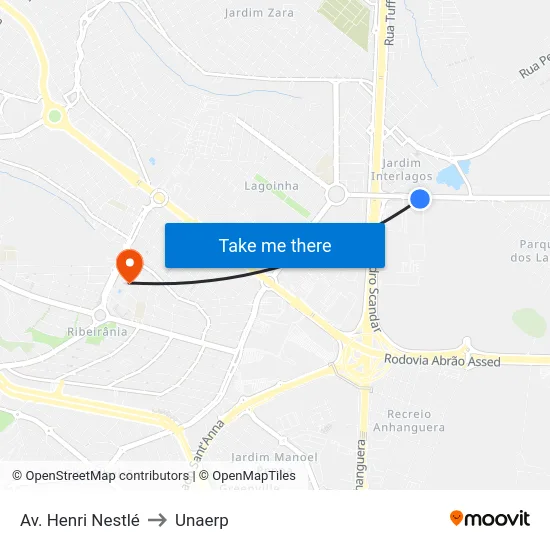 Av. Henri Nestlé to Unaerp map
