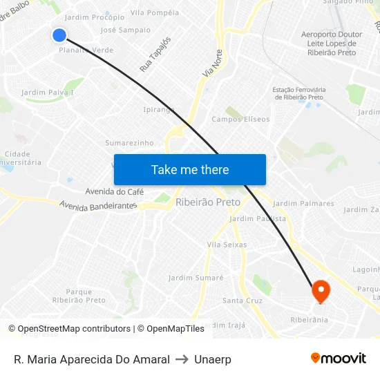 R. Maria Aparecida Do Amaral to Unaerp map