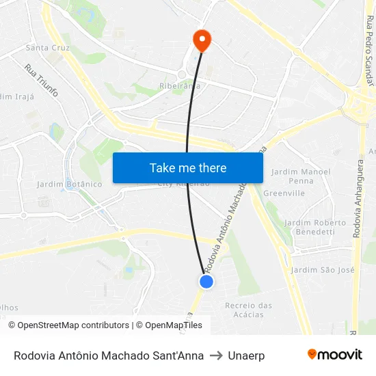 Rodovia  Antônio Machado Sant'Anna to Unaerp map